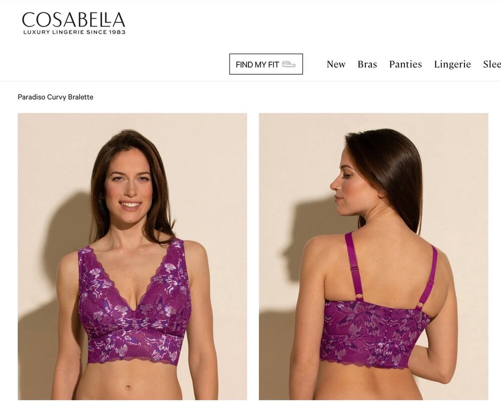 2 PC SET Cosabella Paradiso Curvy L Plunge Bra and Hipster Panties V Size L
